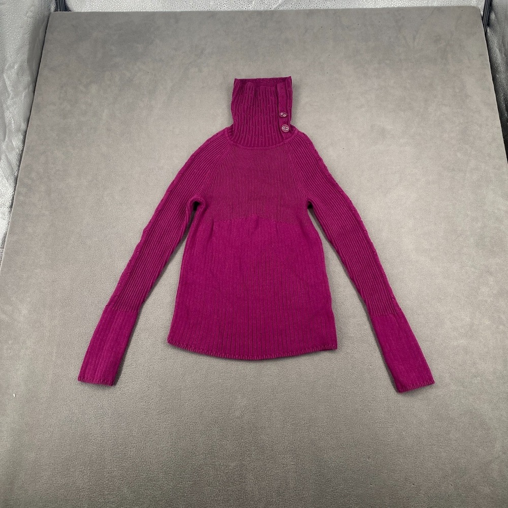 DKNY Jeans Petites Sweater Womens S Purple Ribbed Knit Turtleneck Raglan Sleeve